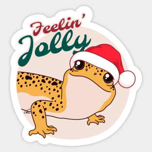 High Yellow Leopard Gecko, Christmas Edition! Feelin Jolly! Sticker Sticker